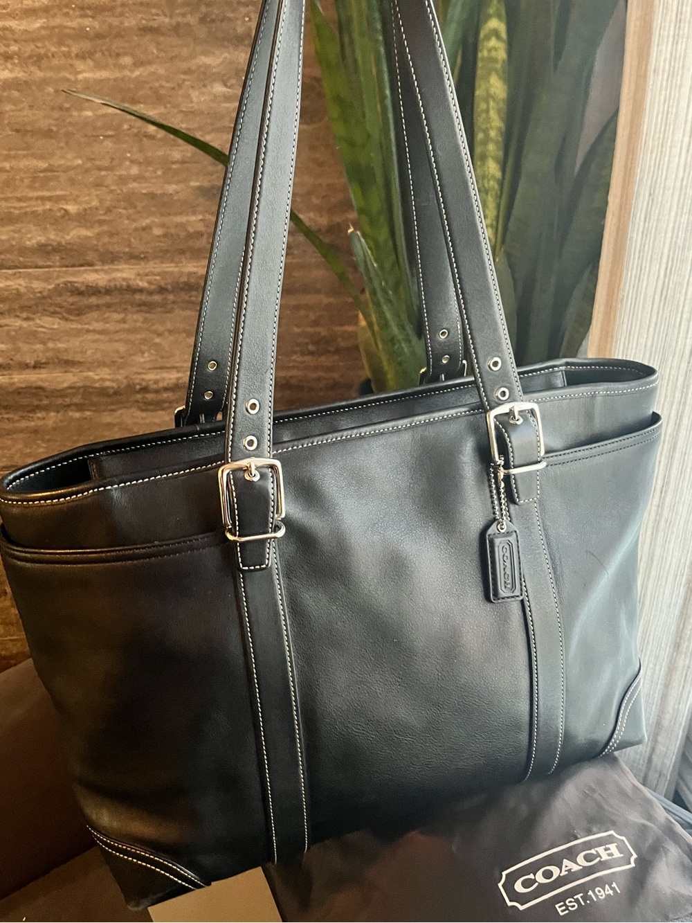 Vintage 2004 Coach 6460 Legacy Hampton Large Black Leather Tote Y2K + Dustbag